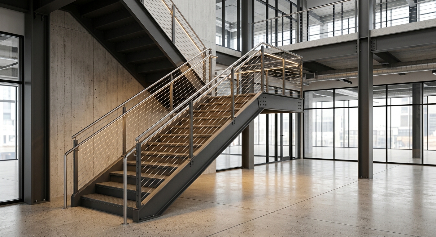 Cable-Rail Egress Stair